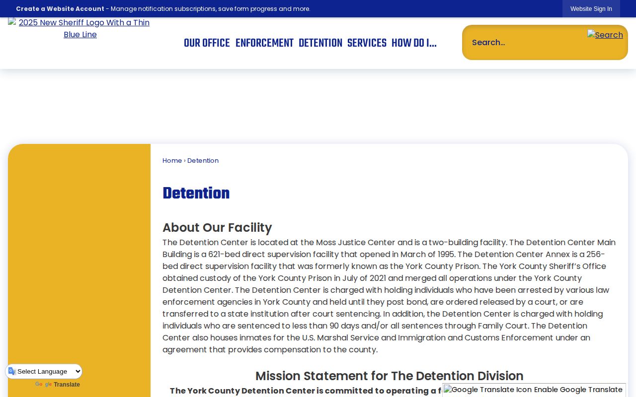 York County Detention Center release and transfer overview